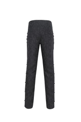 Black Jacquard Embroidery Men's Gothic Pants - Product - 8