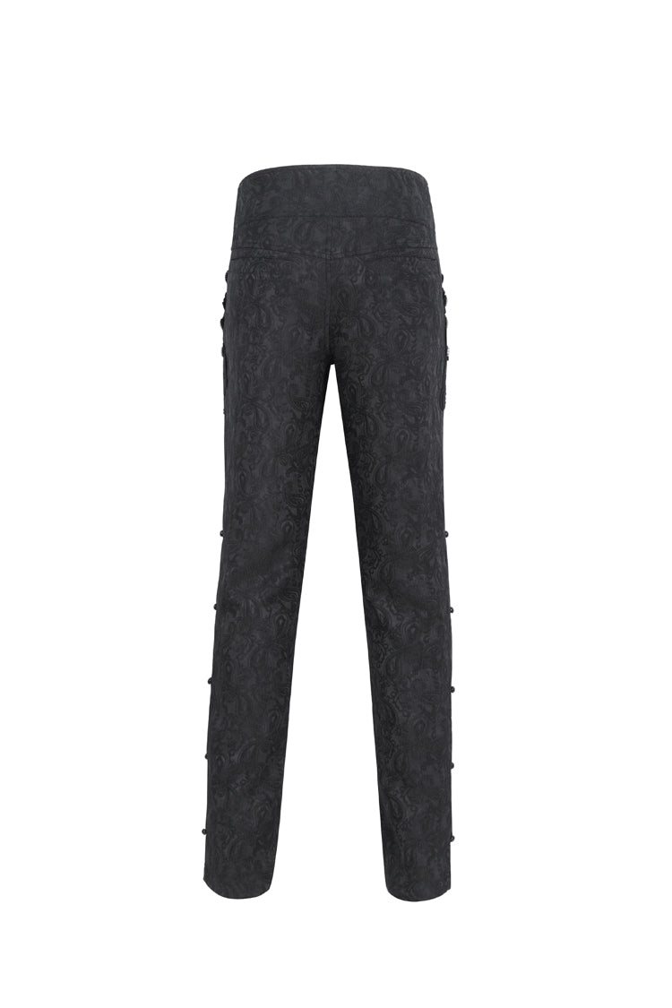 Black Jacquard Embroidery Men's Gothic Pants - Product - 8