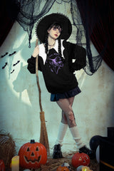 Black/White Point Peter Pan Collar Collar Long Sleeves Women's Gothic Vintage College Sweatshirt - Product - 16