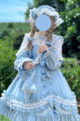 Multi-Color Long Sleeves Ruffle Embroidery Bowknot Sweet Lolita Dress 3 Colors - Product - 7