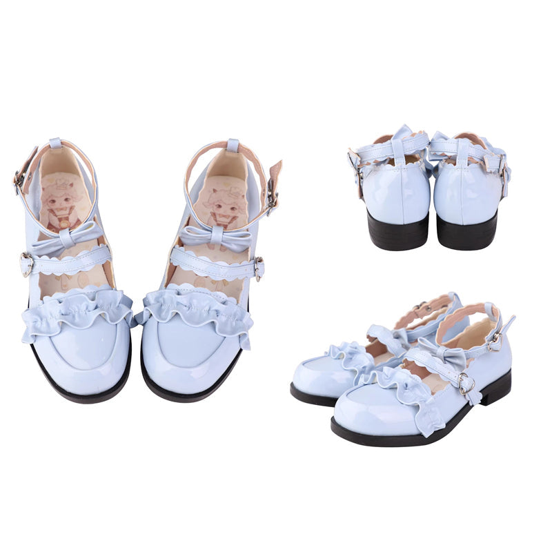 Sweet Ruffle Bowknot Japanese Lolita Shoes 15 Colors - Product - 4