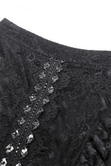 Black Lace-Up Mesh Spliced Lace Women's Gothic Fishtailed Skirt - Product - 13