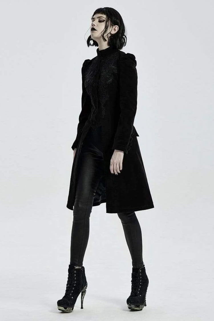 Victorian Stand Collar Long Sleeves Floral Womens Gothic Coat 2 Colors - Product - 4