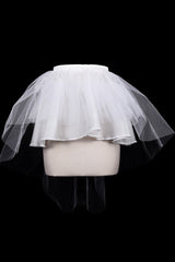 White Hard Mesh Short Front Long Back Short Women's Gothic Underskirt - White - 1
