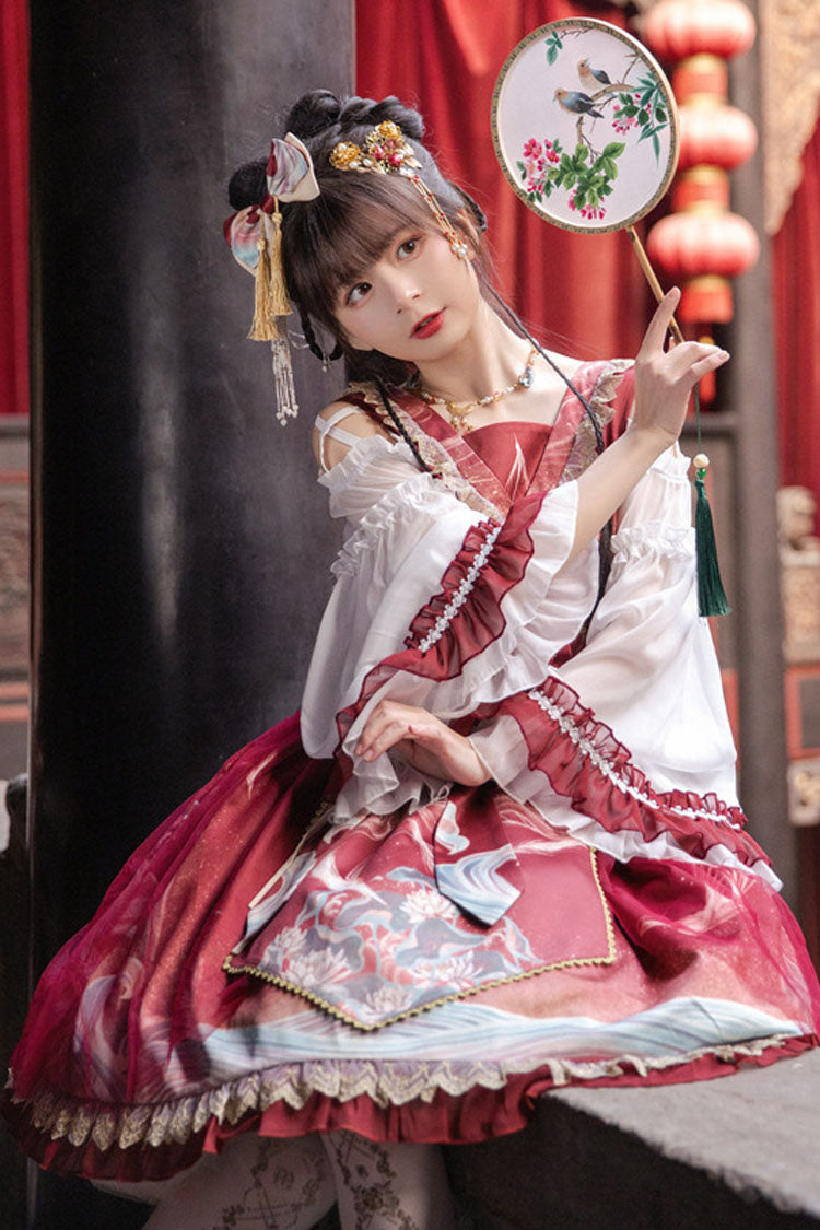 Chinese Style Hime Sleeves Ruffled Classic Lolita Op Dress - Product - 3