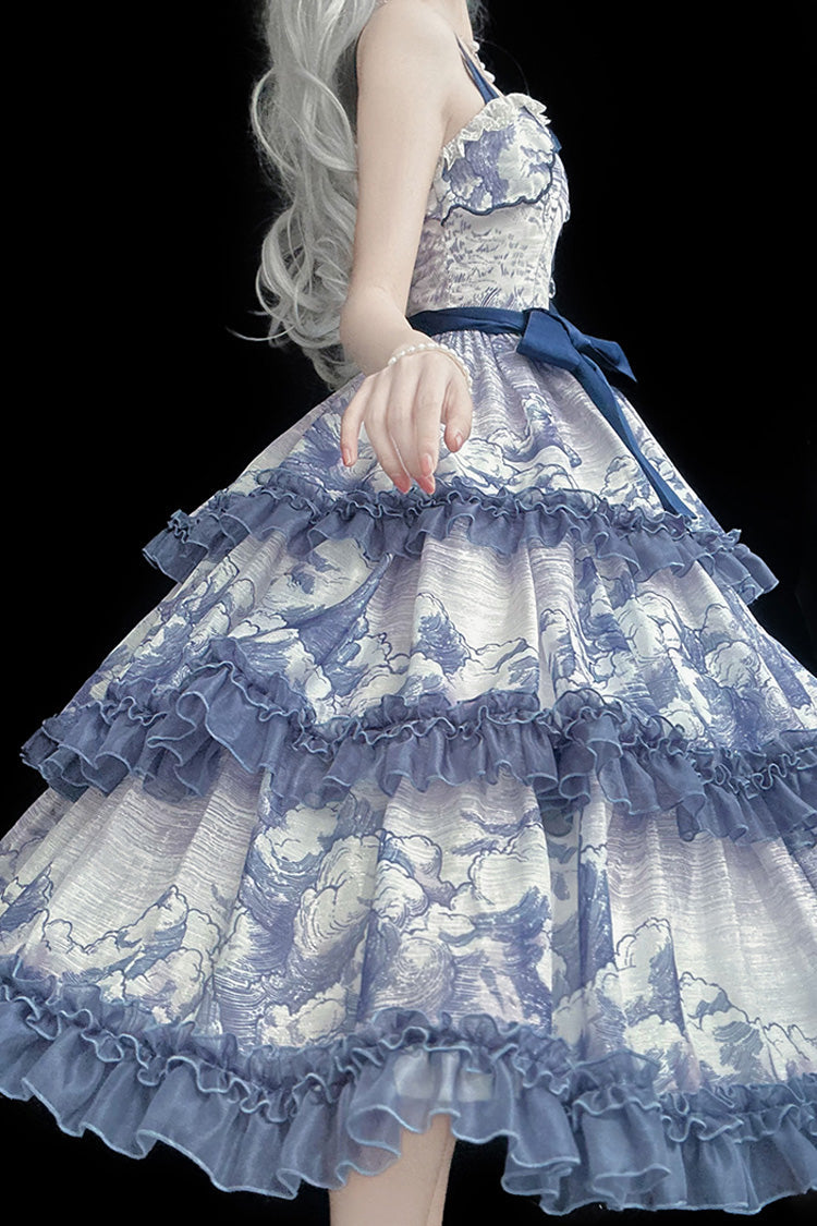 Multi-Color Multi-layer Cumulonimbus Print Ruffle Bowknot Sweet Lolita Jsk Dress - Product - 13
