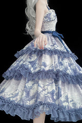 Multi-Color Multi-layer Cumulonimbus Print Ruffle Bowknot Sweet Lolita Jsk Dress - Product - 13