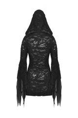 Black Evil Devil Long Flared Sleeves Ripped Women's Gothic Hooded Slim Dress - Product - 14