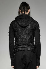 Black Hooded Ripped Men's Gothic Sweater - Product - 4