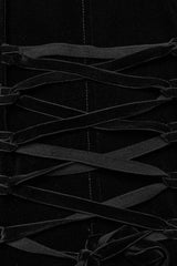 Black Stand Collar Jacquard Print Stitching Womens Gothic Coat - Product - 7