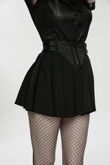 Black Buckled Zippered Pleated Women's Punk Skirt - Product - 7