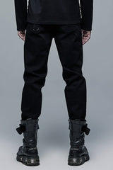Black Cross Decoration Ripped Men's Steampunk Pants - Product - 3