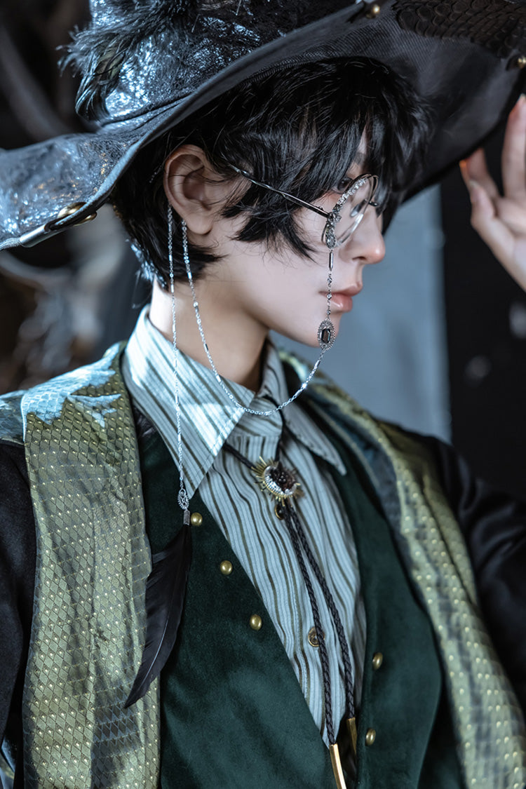 Dark Green Double-breasted Slim Ouji Prince Handsome Lolita Vest - Product - 15