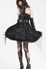 Black Halterneck Backless A-Line Women's Gothic Punk Short Dress - Product - 7