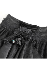 Black Ruffle Lace Drawstring Women's Gothic Skirt - Product - 8