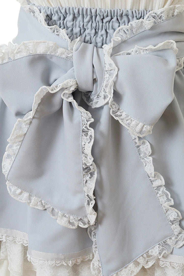 Blue Japanese High Waisted Multi-Layered Lace Sweet Jirai Kei Skirt - Product - 5
