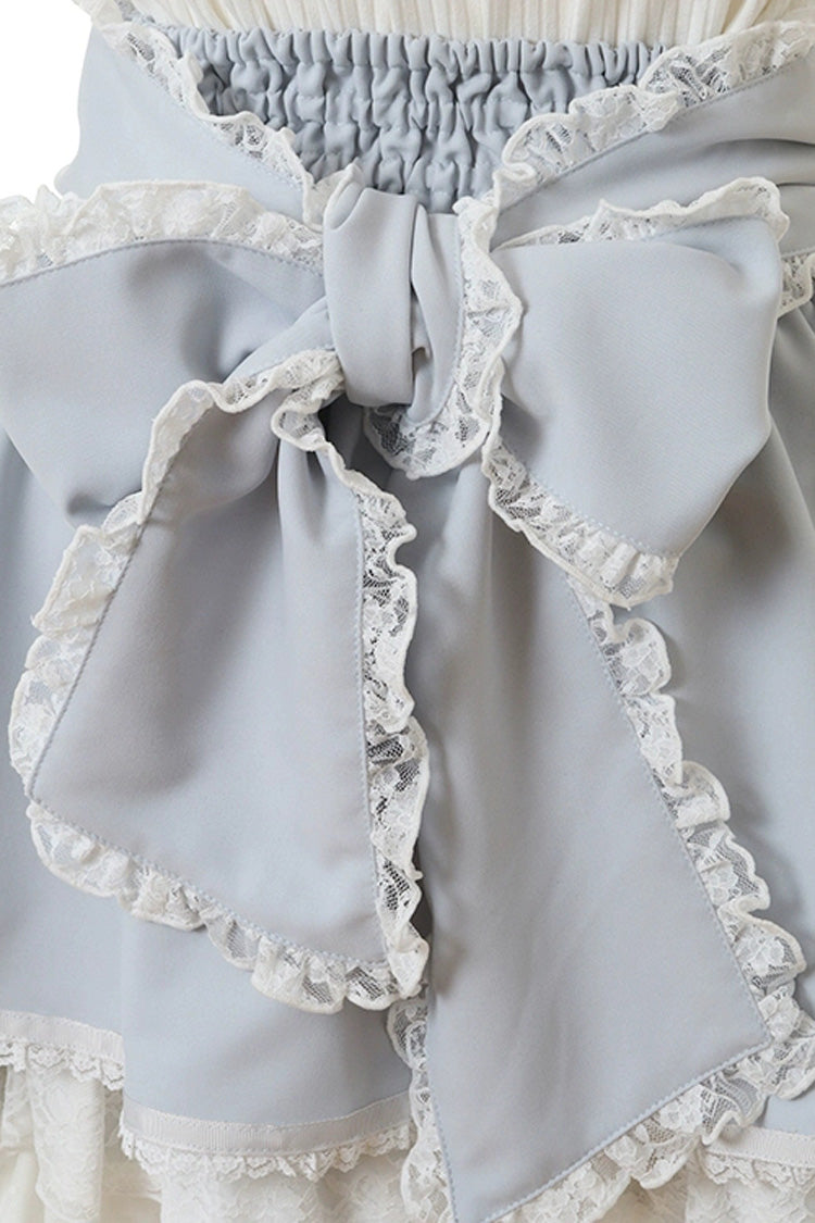 Blue Japanese High Waisted Multi-Layered Lace Sweet Jirai Kei Skirt - Product - 5