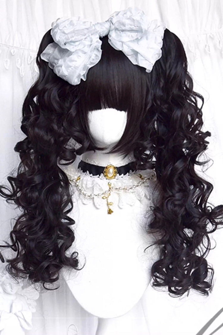 Black Multi-Layered Roman Curl Twin Tails Sweet Lolita Wig - Product - 4