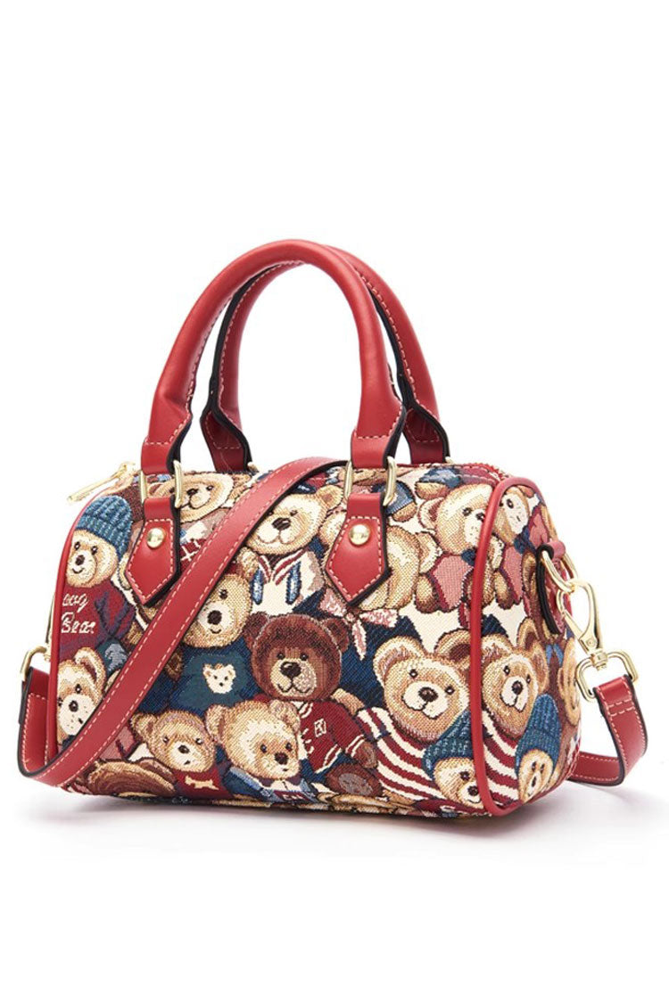 Bear Print Casual Sweet Lolita Shoulder Bag 5 Colors - Red - 3