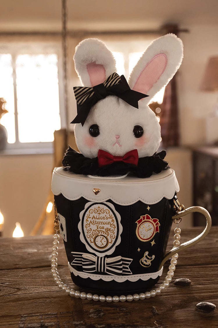 Lovely Teacup Rabbit Bowknot Sweet Lolita Shoulder Bag 5 Colors - Black - 1