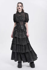 Black Multi-Layered Lace-Up Chain Women's Punk Skirt - Product - 8
