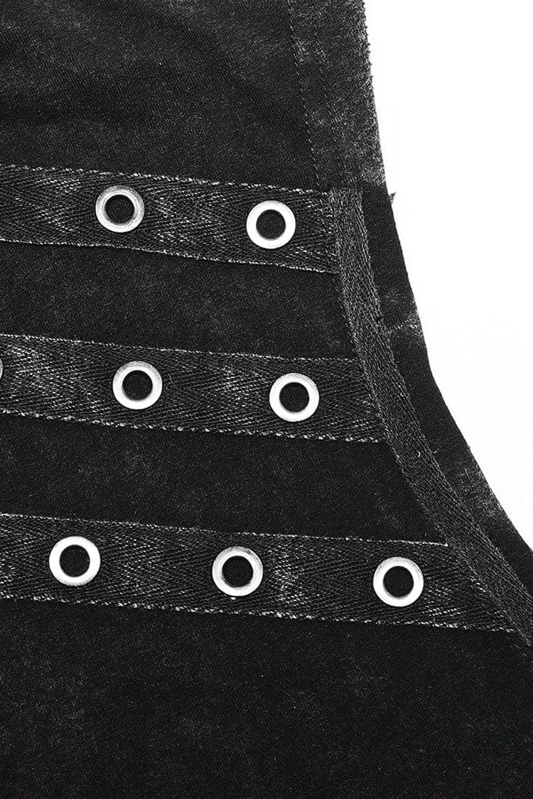 ブラック ノースリーブ 変形 フード付き メンズ パンク Tank Top 商品画像