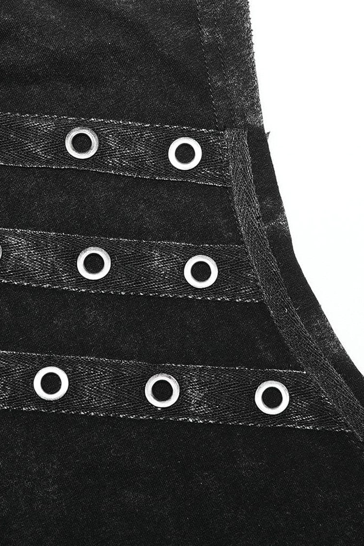 Black Sleeveless Irregular Hooded Men's Punk Tank Top - Product - 6