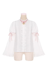 Blue/Pink [Rock Ballet] Printed Triple-Layered Ruffled Bow Lace-Up Sweet Lolita Jsk Dress - Top - 11