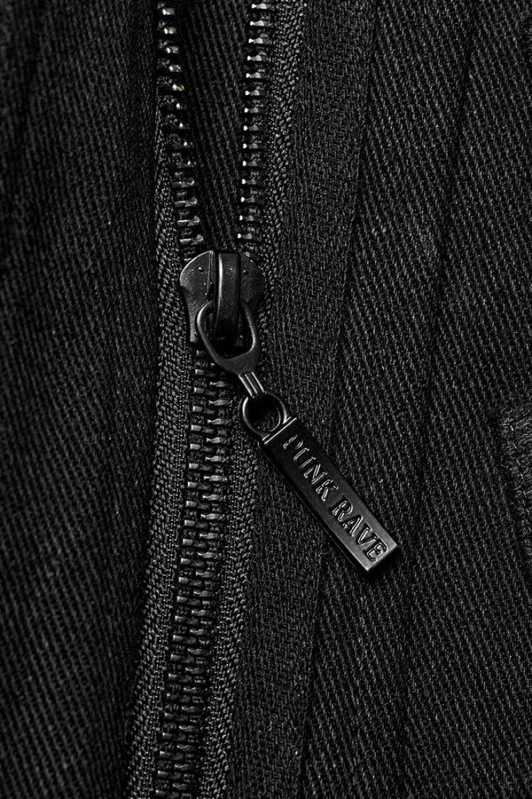 Black Lapel Collar Slim Studded Men's Punk Coat - Product - 9