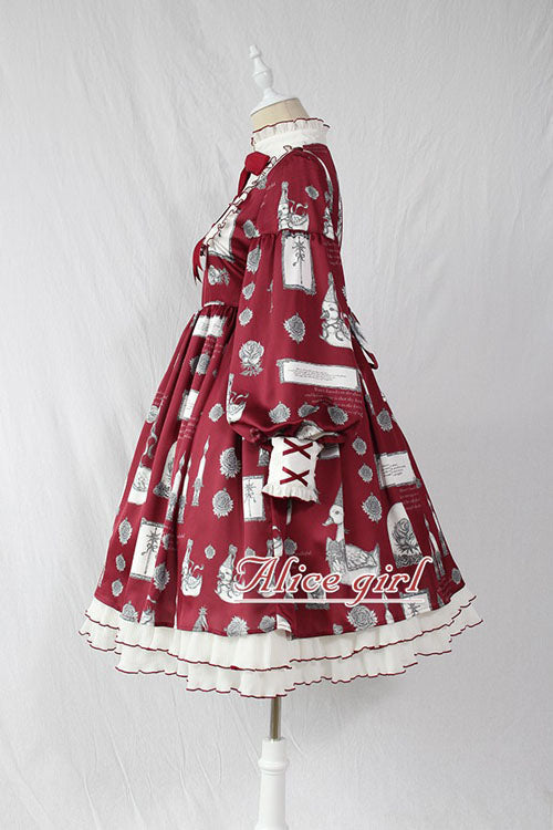 Christian Pious Duck Print Long Sleeves Bowknot Sweet Lolita OP Dress - Product - 5