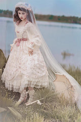 Ivory Time Letter Multi-layer Print Ruffle Bowknot Daily Sweet Elegant Lolita Dress - Product - 10