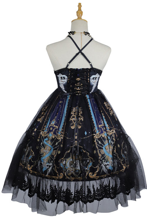Black God's Salvation Lace Ruffled Gothic Lolita JSK Strapless Dress - Product - 9