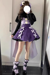 Black/Purple Magical Girl Long Sleeves Princess Sweet Lolita Dress - Black/Purple - 1