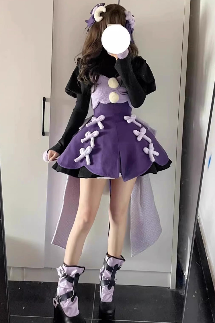Black/Purple Magical Girl Long Sleeves Princess Sweet Lolita Dress - Black/Purple - 1