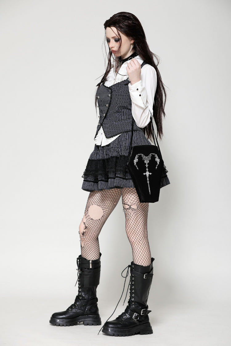 Black Horned Embroidered Women's Gothic Bag - Product - 6