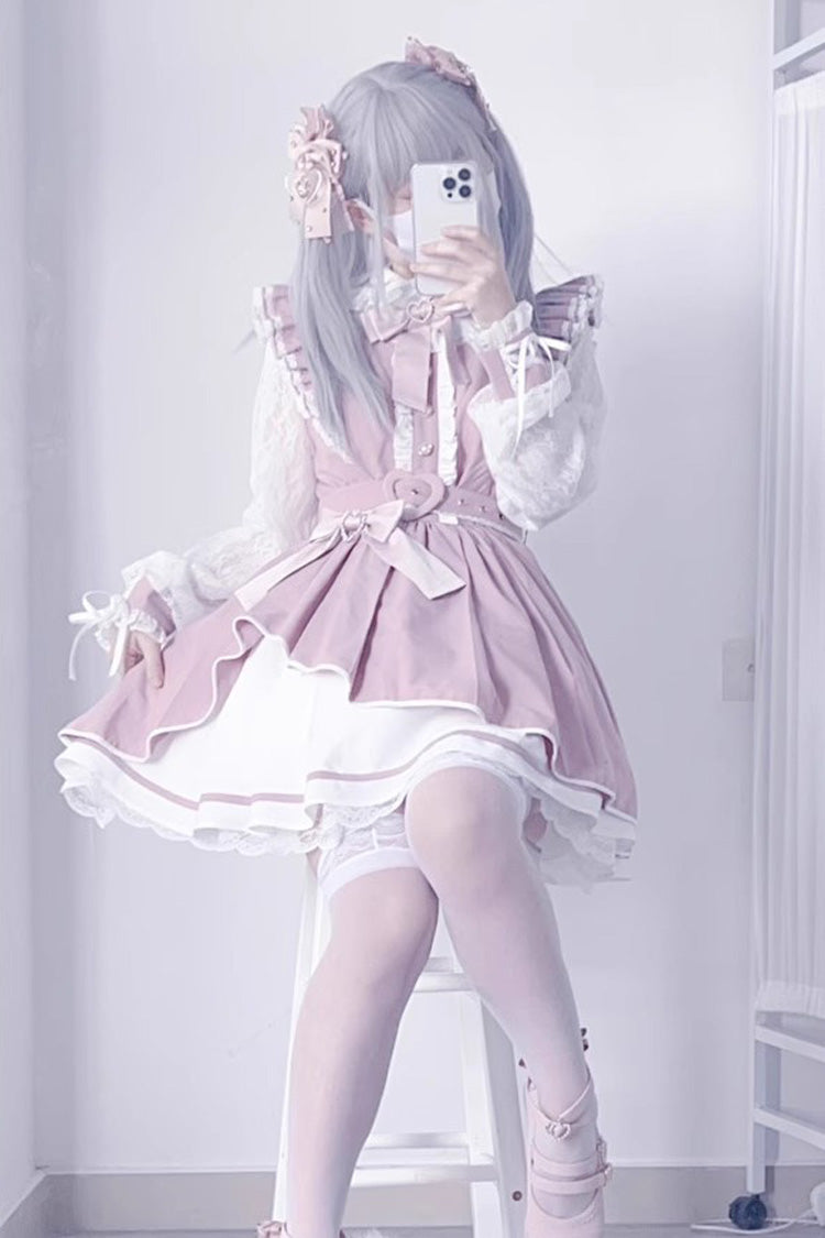 [Little Idol] Ruffle Bowknot Lace Irregular Asymmetric Jirai Kei Dress 6 Colors - Product - 2