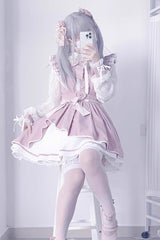 [Little Idol] Ruffle Bowknot Lace Irregular Asymmetric Jirai Kei Dress 6 Colors - Product - 2
