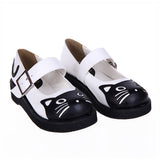 Black Patent Leather Point Toe Platform Sweet Lolita Shoes - White - 2