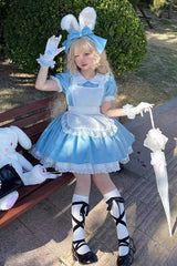 Gothic Maid Lapel Collar Ruffle Lace Plus Size Lolita Dress 2 Colors and 2 Versions - Product - 5