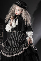 Black Point Manor Multi-layer Striped Print Ruffle Gothic Lolita Skirt - Product - 6