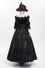 Black Jacquard Embroidery Buckle Tassels Women's Gothic Long Skirt - Product - 6