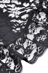 Black Boat Neck Off Shoulder Short Puff Sleeves Ruffled Lace Lace-Up Irregular Women's Gothic Dovetail Dress - Product - 20