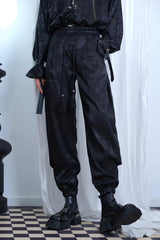 Black Dragon-Pattern Jacquard Printed Ouji Gothic Chinese Style Handsome Lolita Tassel Pants - Product - 4