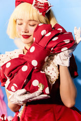 Red/White Polka Dot Print Bowknot Shaped Sweet Lolita Backpack - Product - 2