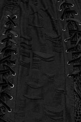 Black Sleeveless Lace Irregular Ripped Women's Gothic Party Slip Dress - Product - 7