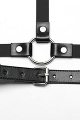 Black Adjustable Cross Metal Ring Buckle Women's Halter Steampunk Body Harness - Product - 5