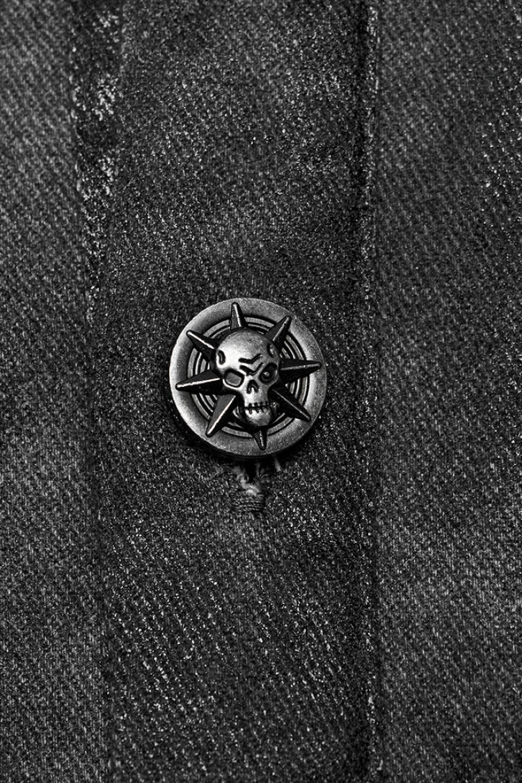 Grey Stand Collar Stitching Men's Punk Vest - Product - 9