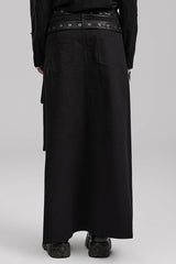 Black Buckle Belt Asymmetric Men's Steampunk Skirt with Side Pockets - Product - 3