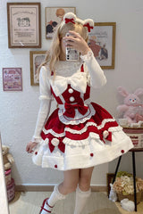 [Cream Snow Cat] Winter Ruffle Bowknot Sweet Lolita Jsk Dress 3 Colors - Product - 9