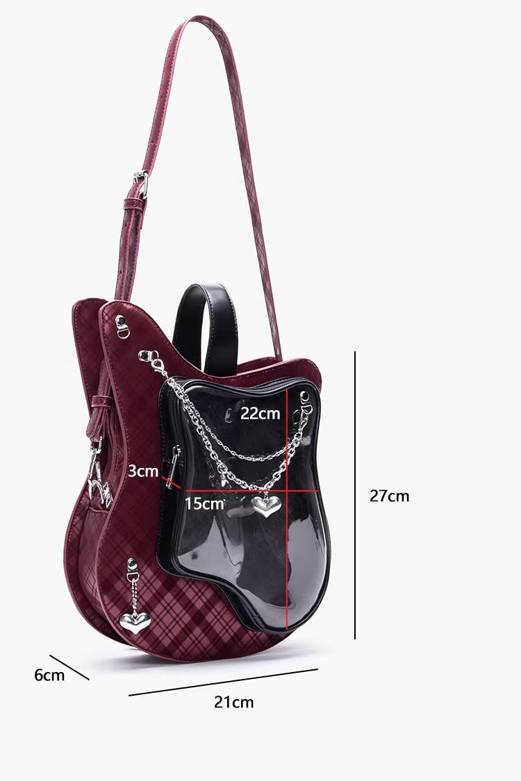 Guitar Heart Printed Chain-Decorated Sweet Lolita Itabag 3 Colors - Product - 4